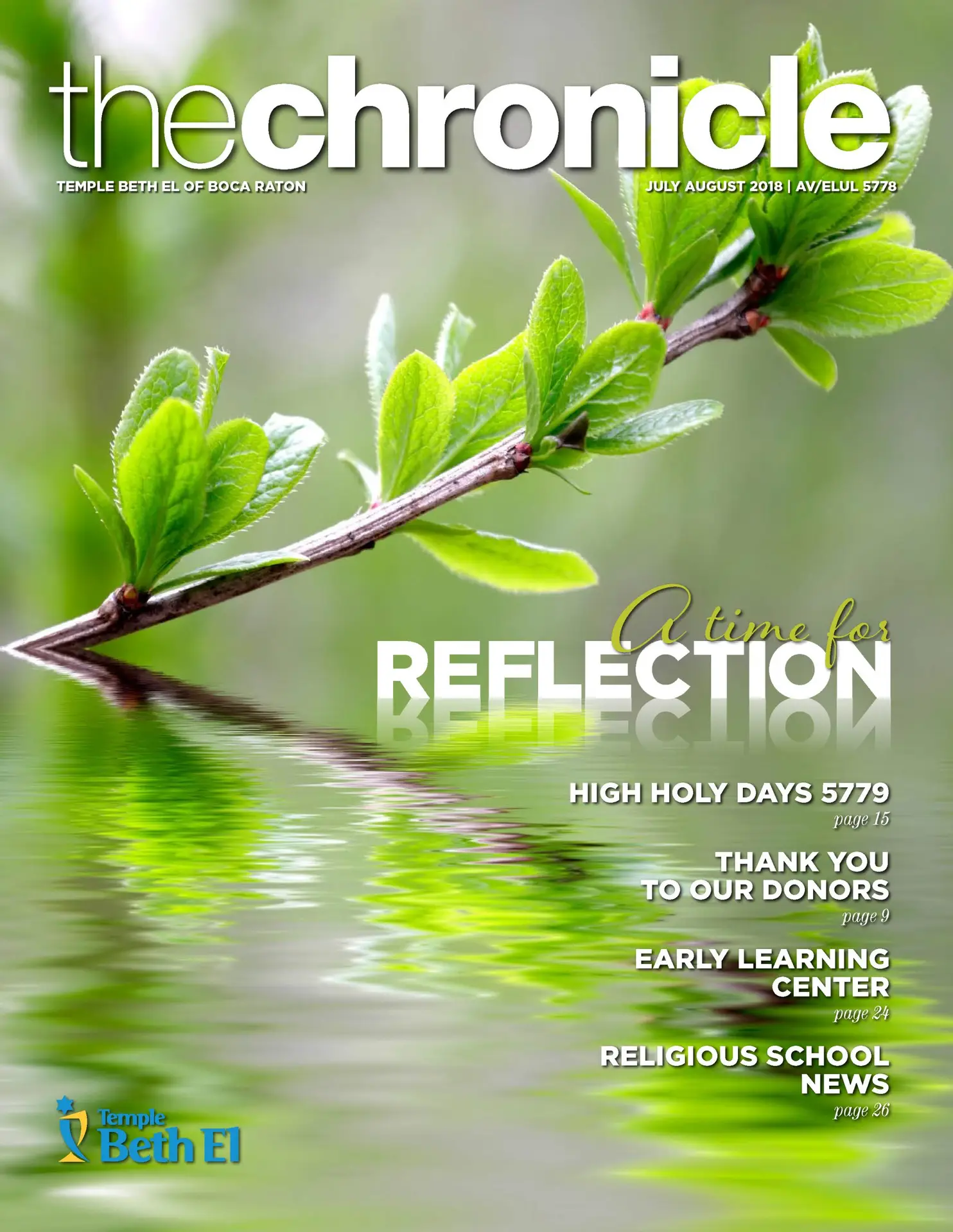 The Chronicle, July August 2018, Newsletter published by Temple Beth El of Boca Raton, Fl