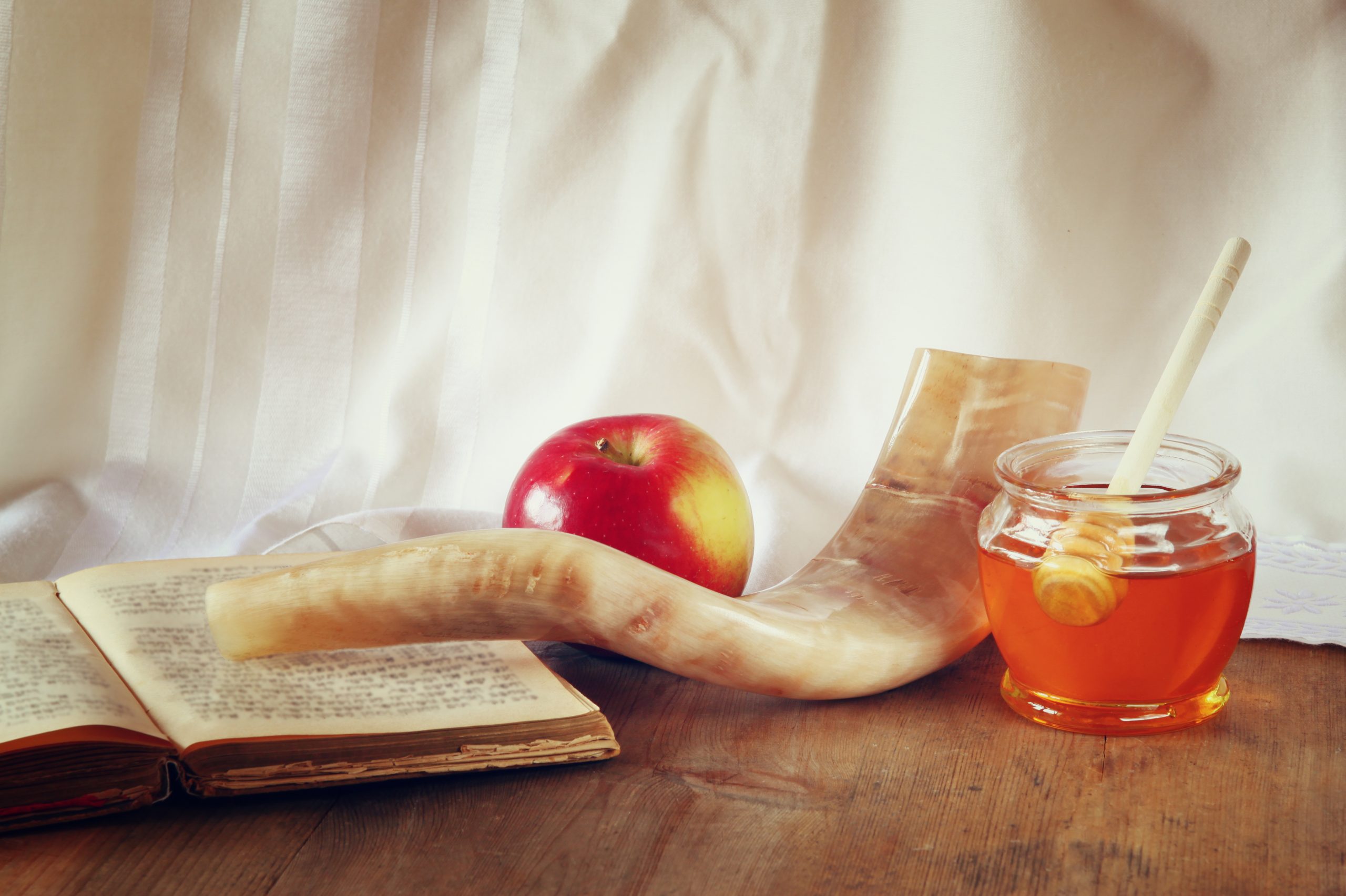 Shofar, apples, and honey for the High Holy Days