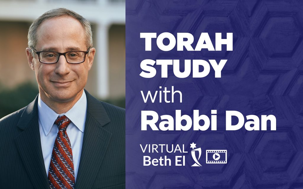 Torah Study with Rabbi Dan Levin with Temple Beth El event graphic for Temple Beth El