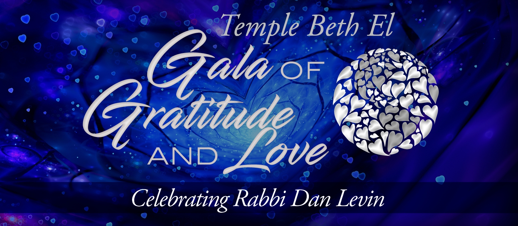 Gala of Gratitude and Love Celebrating Rabbi Dan Levin event graphic for Temple Beth El of Boca Raton, 2022