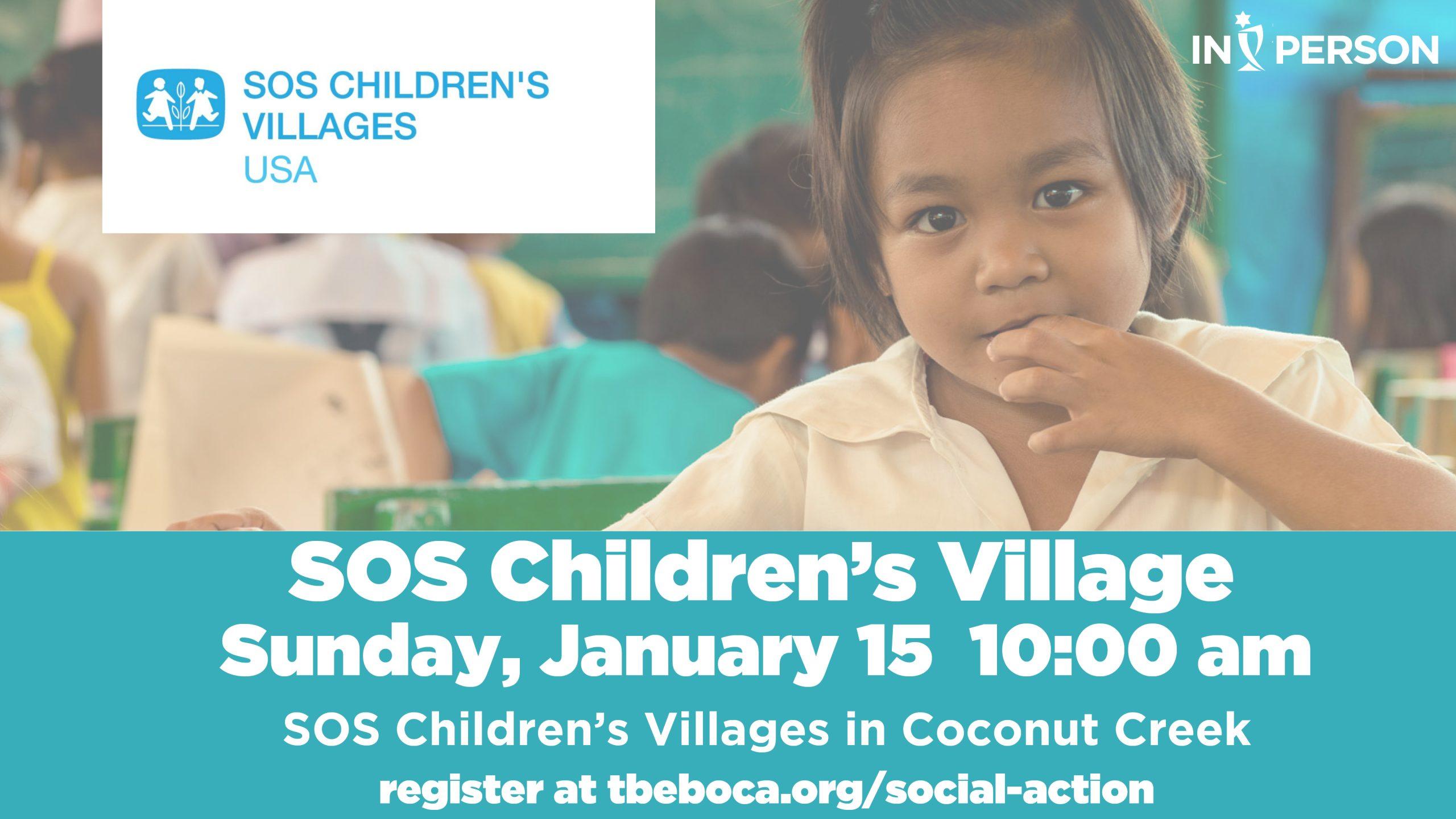 Join members of Temple Beth El volunteering at the SOS Children’s Villages in Coconut Creek. SOS Children’s Villages care for vulnerable children