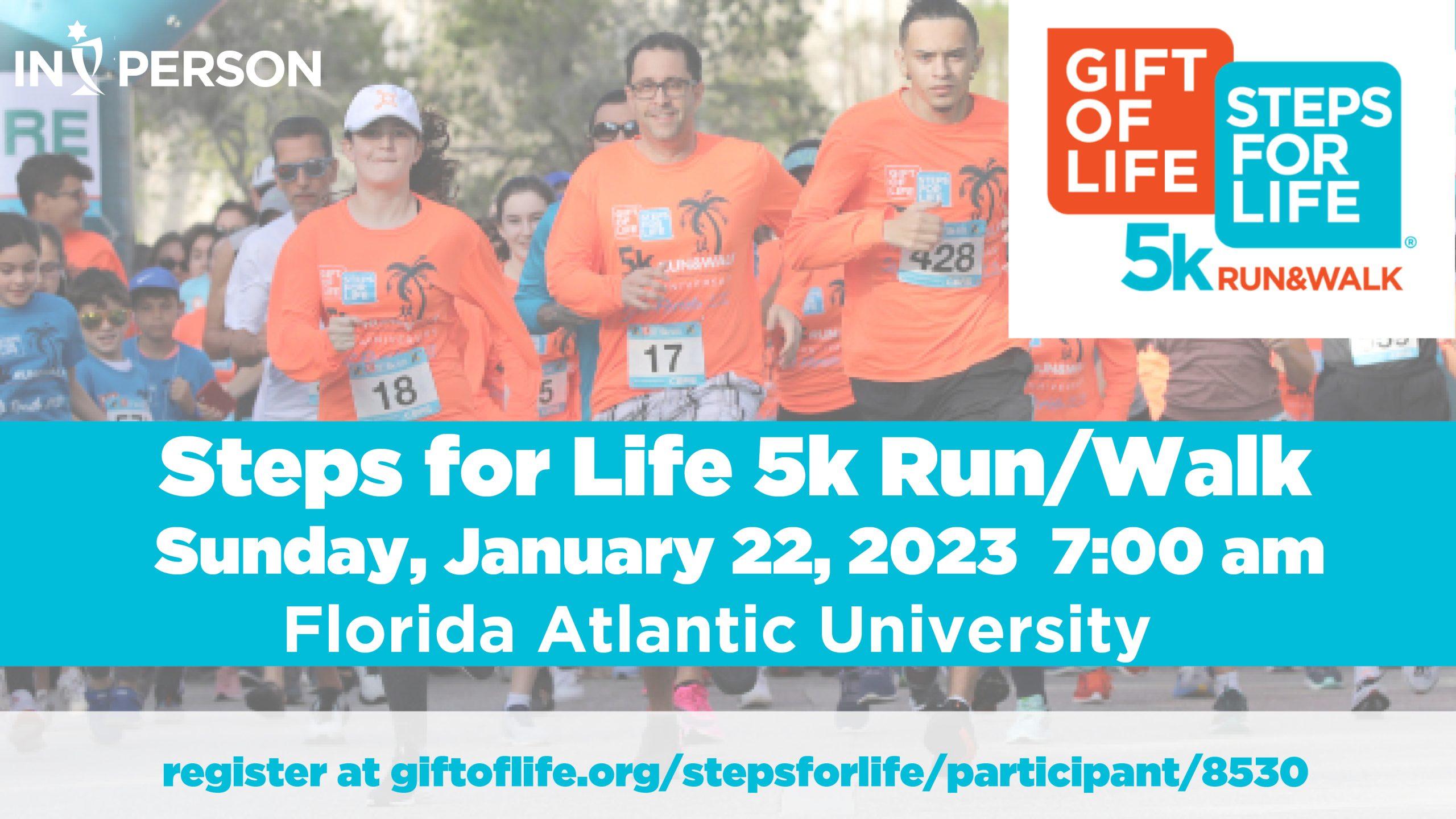 Join Temple Beth El in supporting Gift of Life Marrow Registry at the 2023 Steps for Life 5k Run/Walk in Boca Raton. Led by team leader Debi Jackman