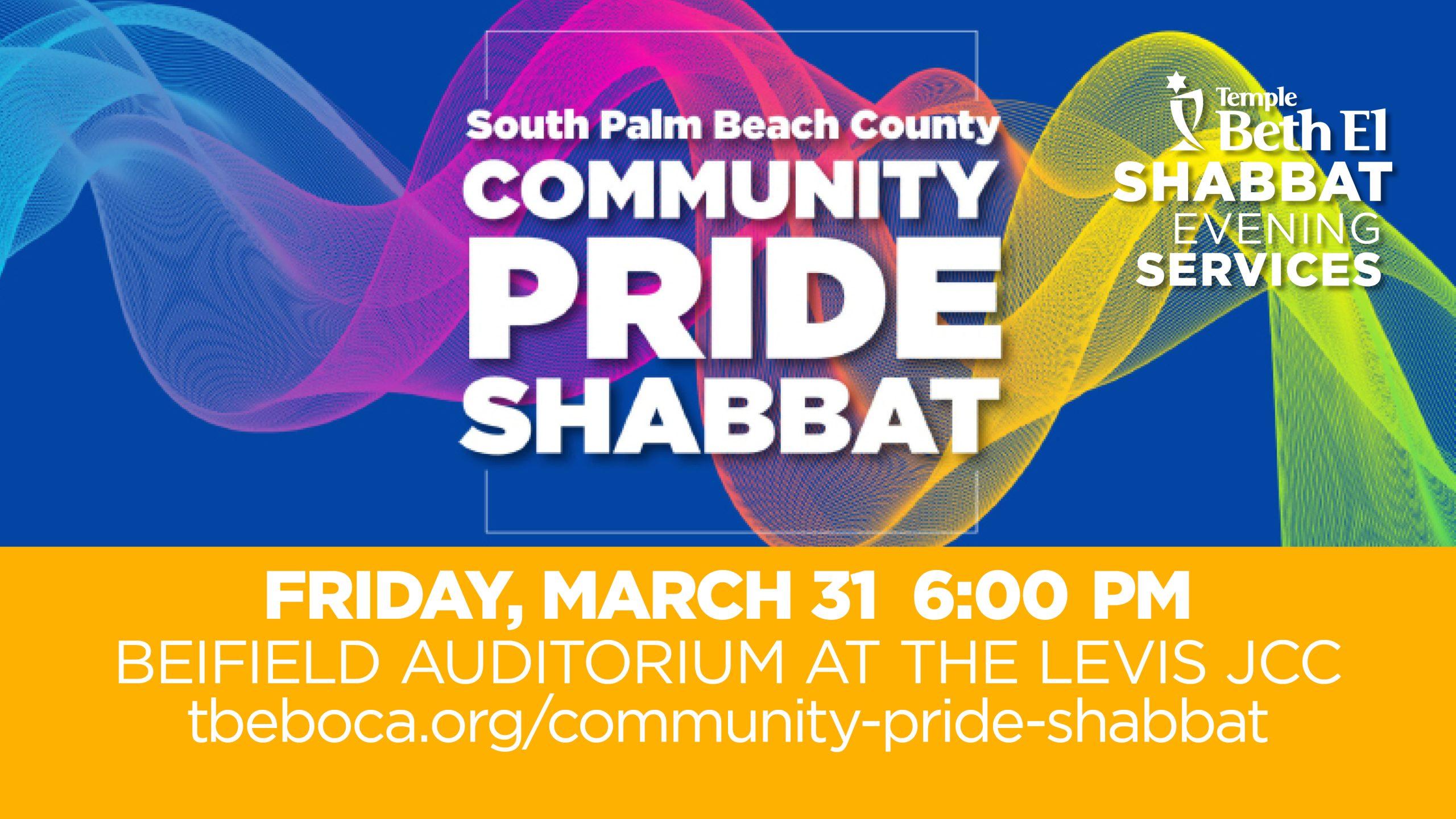 Shabbat Evening Service: Community Pride Shabbat event graphic for Temple Beth El of Boca Raton, FL